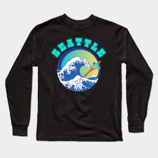 Seattle Great Wave Style Long Sleeve T-Shirt